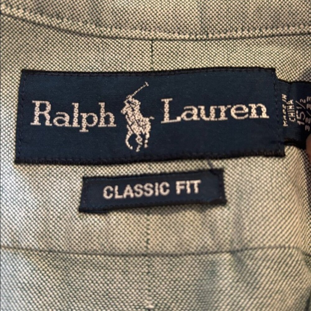 Ralph Lauren Men’s Oxford Classic Fit Long Sleeve Blue Gray Button Down Shirt - Picture 6 of 7